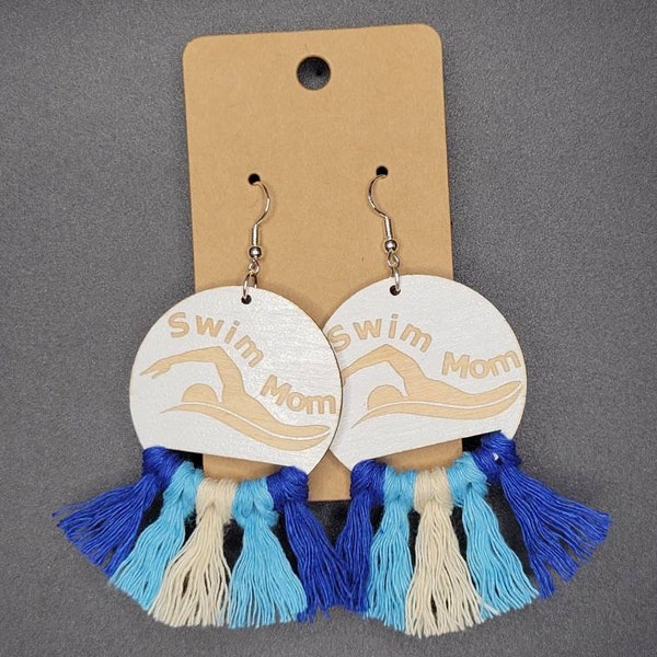 SWIM EARRINGS  + Swim Mom + Swim meet + Swim Coach + Personalized gift + Dive Coach + Fringe + Meet Day Outfit Accessories  + Jewelry