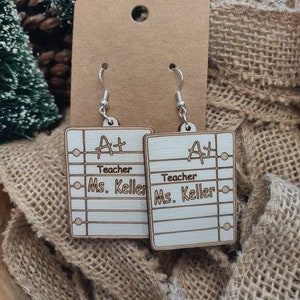 PERSONALIZED TEACHER EARRINGS + Teacher Gift + Christmas gift + Teacher appreciation + End of the Year Gift