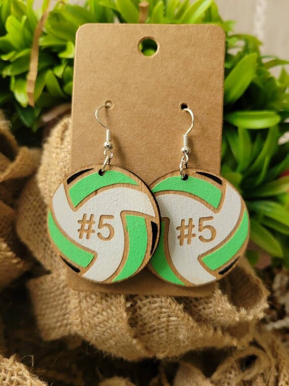 PERSONALIZED VOLLEYBALL EARRINGS Custom Volleyball Mom Etsy