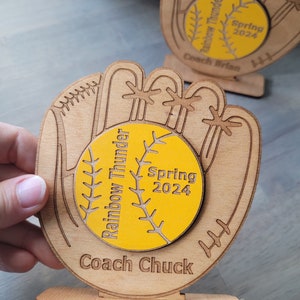 BASEBALL COACH GIFT + Softball Coach gift + Personalized Gift + Mini Coach Plaque + Glove + Mit + Score Keeper + Individual Player Award