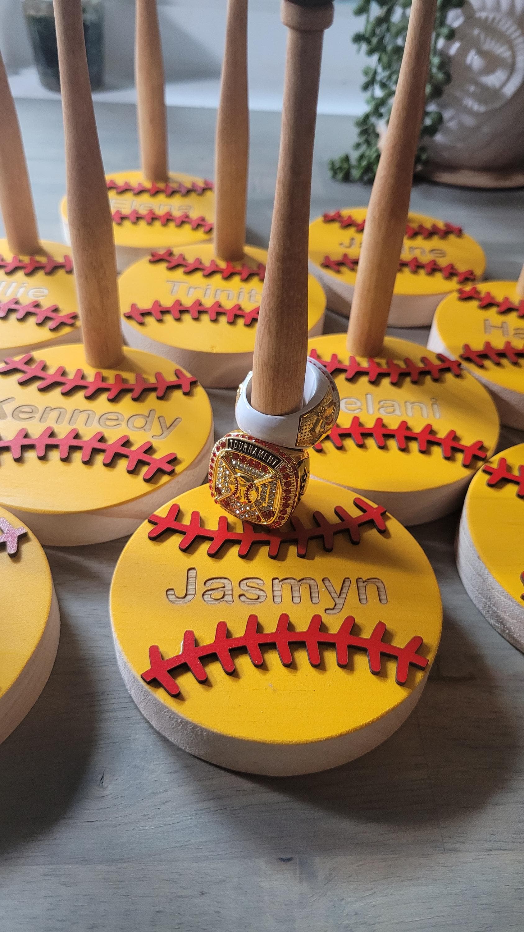 BASEBALL or SOFTBALL RING Holder + Tournament Ring Display + Championship Ring Rack + Customized Gift + Ring Stand