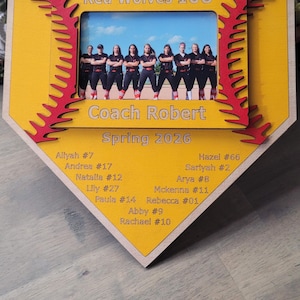 Personalized Baseball/Softball Coach Gift - Team Photo Frame 4x6