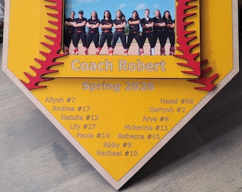 Baseball Softball Personalized Coach Gift - Team Photo Frame 4x6 plaque