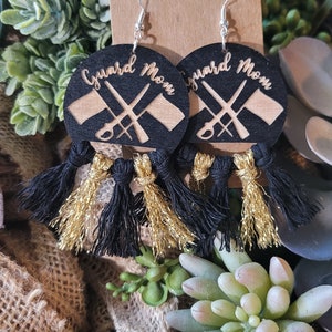 COLOR GUARD EARRINGS + Guard Mom + Guard Life + Personalized Gift + Custom Color Guard Earrings + Winterguard + Flag Guard + Fringe
