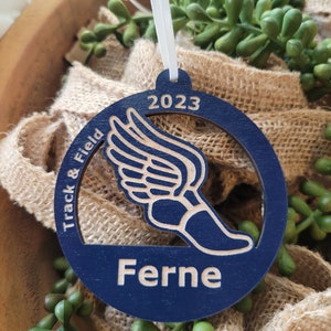 PERSONALIZED TRACK & Field ORNAMENT + Runner Gift + Christmas + Coach + Senior Night Gift Bag Tag + End of Season Banquet + Mom