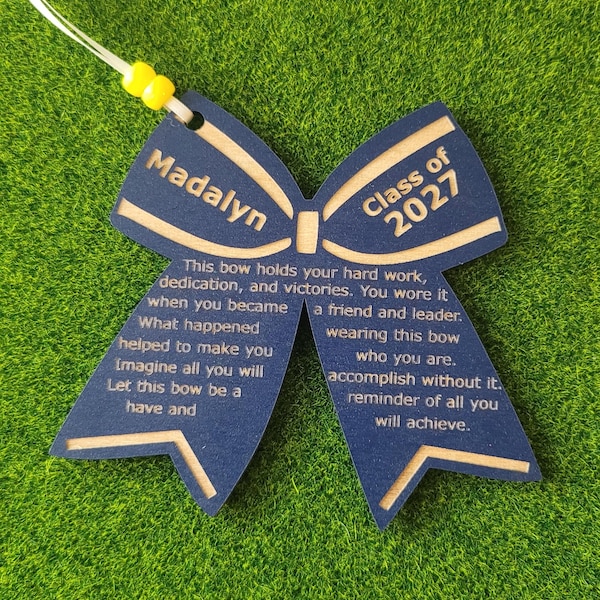 Personalized Cheerleader Bow Ornament, Engraved Senior Gift, Class of 2025 (3.5"x4") Homecoming Ceremony 8th Grade Promotion