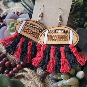 FOOTBALL EARRINGS + Custom + Personalized + Football Mom + Fringe + Game Day Outfit Accessories + Jewelry  + Grandma  + Sister  + Aunt