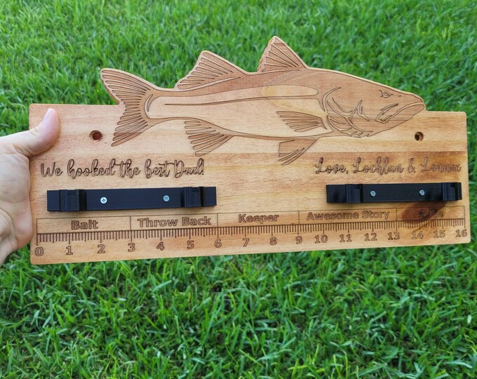FISHING ROD Personalized Rack + Fishing Rod Holder + Retirement Gift + Custom Dad Grandfather + Father's Day + Wedding + Military