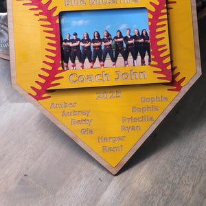 BASEBALL or SOFTBALL FRAME and Plaque- End of the Season Gift- Baseball Coach - Softball Coach Gift + Team Photo Gift 4x6 photo Home Plate
