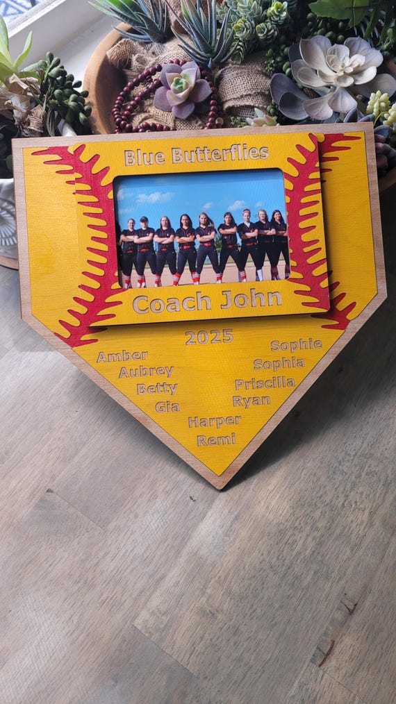 Personalized Baseball/Softball Coach Gift - Team Photo Frame 4x6