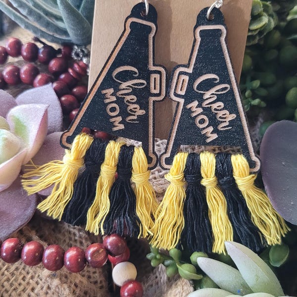 CHEER MEGAPHONE Earrings + Cheerleader + Mom + Coach gift + Personalized + Game Day Outfit Accessories + Jewelry + Competition Nationals