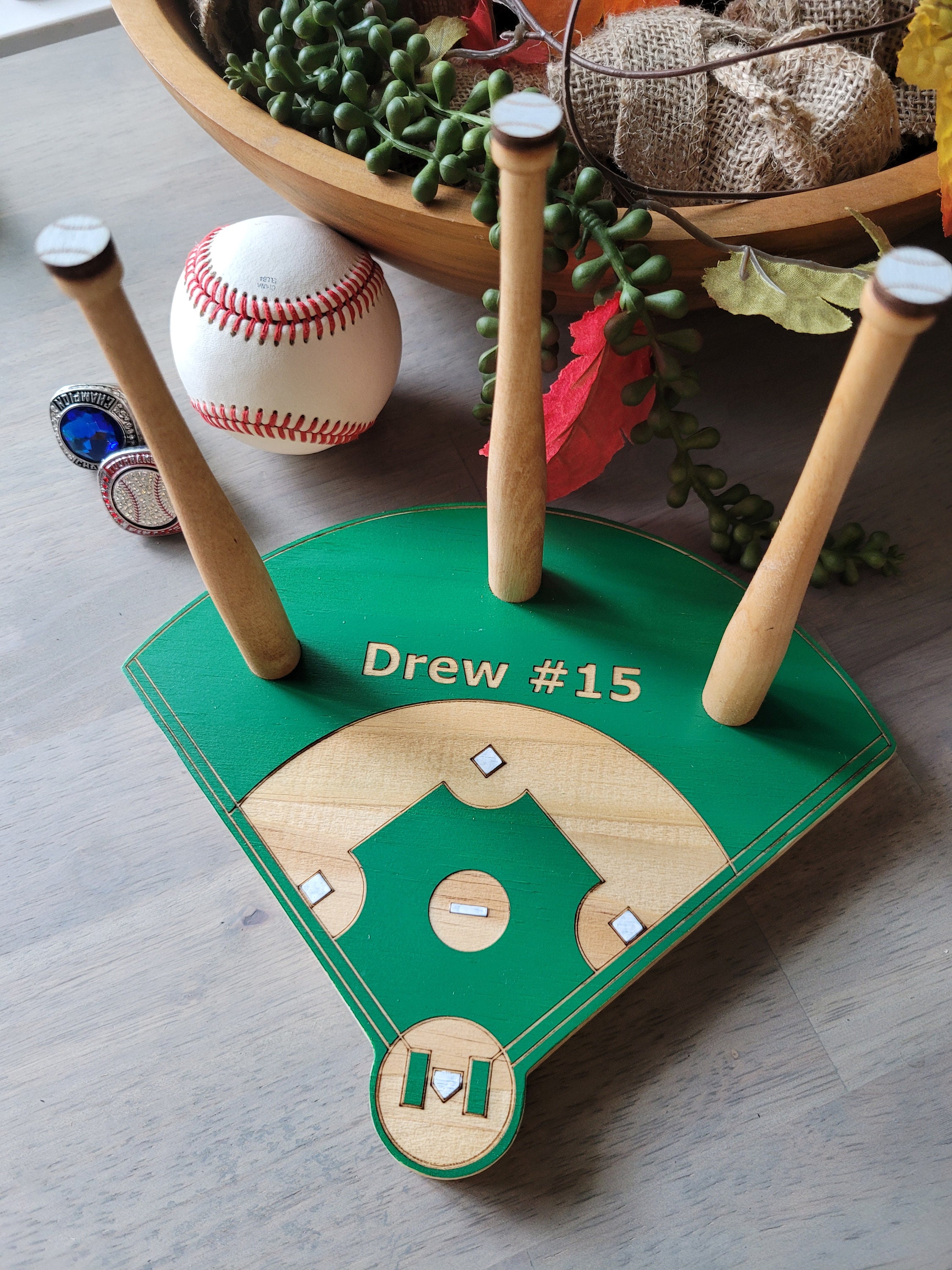 BASEBALL or SOFTBALL RING Holder + Tournament Ring Display + Championship Ring Rack + Customized Gift
