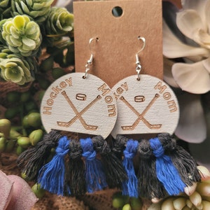 HOCKEY MOM EARRINGS + Hockey Gift + Hockey Earrings + Personalized gift + Goalie Mom + Jewelry + Game Day Outfit Accessories + Fringe