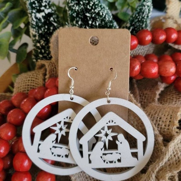 CHRISTMAS NATIVITY SCENE Earrings + Manger Scene Earrings + Christmas Earrings + Holiday Earrings