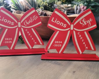 Personalized Cheerleader Bow Plaque, Cheer Team Gift Coach Senior Nationals