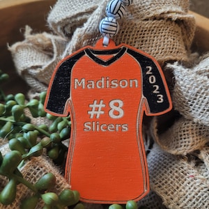 VOLLEYBALL JERSEY Ornament + Christmas + Goodie Bag Tag + Senior Night Gift + Uniform + Homecoming Banquet + End of Season + Personalized