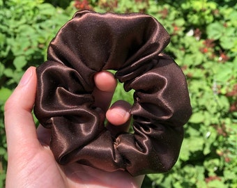 Brown Satin Scrunchies