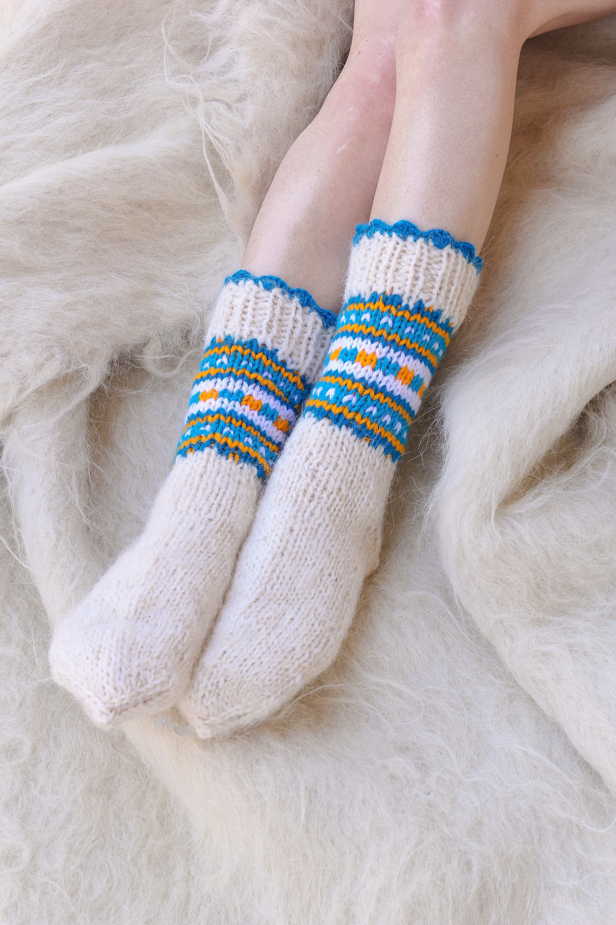 Hand Knitted Pure Sheep Wool Socks for Women Knit Winter Etsy