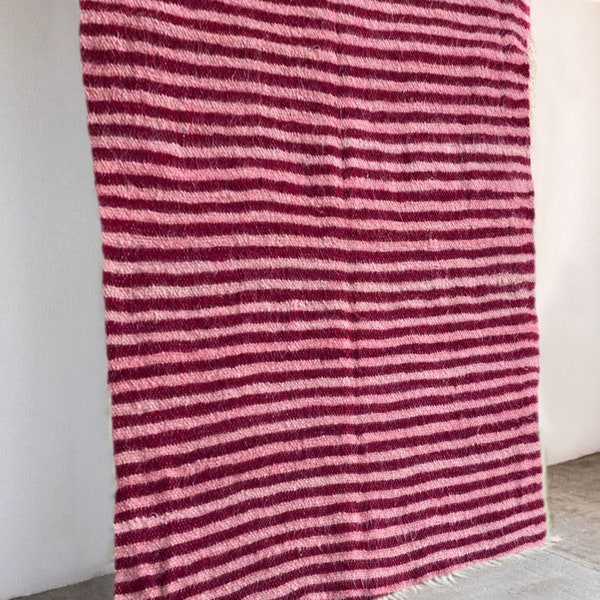 Striped Pink Blanket Mid century blanket Queen bedspread king bedroom living bedding blanket Warm Blanket thick, Stylish decorative blanket