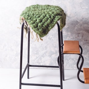 Green Seat Cushion, Floor Seating, Saddle Scandinavian Seat Cushion, Stool Cushion Handwoven, Modern style chair cushion