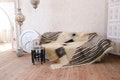 Large Moroccan Aztec Striped wool Queen size bedspread California king Full Twin 100 % Natural Organic Scandinavian Swedish Oriental shaggy