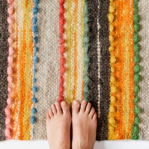 100% Wool Yellow Rug Rag Bedroom Stylish Boho Throw Rug Scandinavian ...