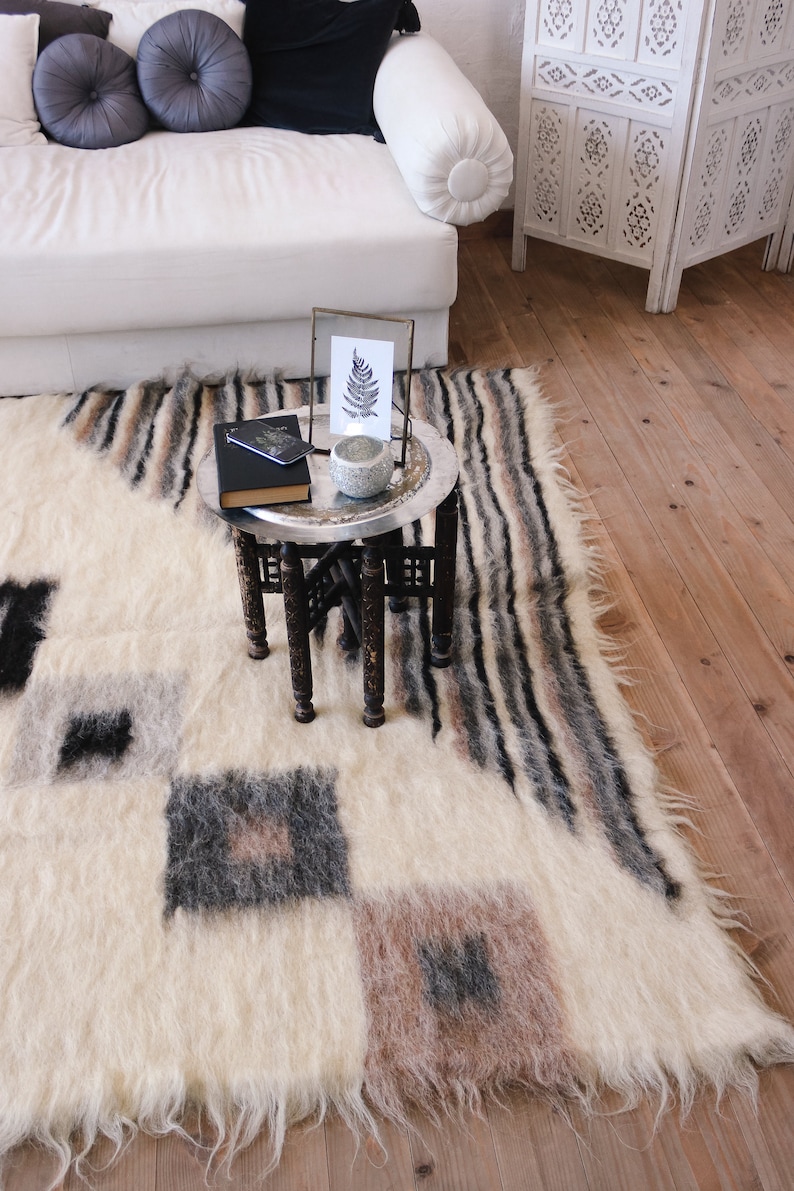 Scandinavian Wool Rug Handwoven Large Gray Woven Carpet Mid Etsy Canada