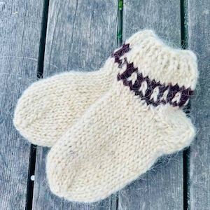 Indoor knitted socks Hand Knitted Unisex Socks, Swollen wool socks with patterns Women Men wool socks Organic wool handmade slipper socks