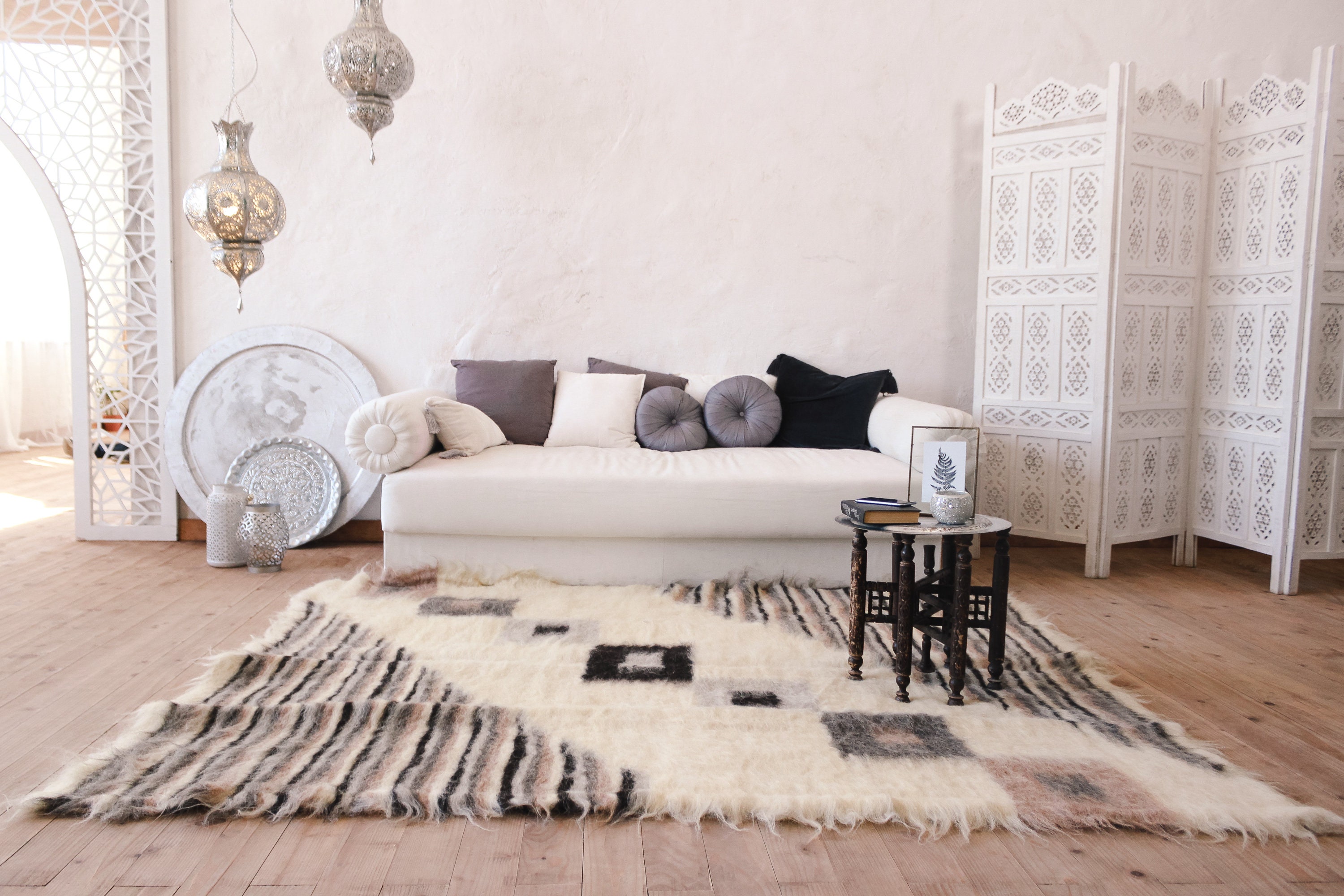 Scandinavian Wool Rug Handwoven Large Gray Woven Carpet Mid Etsy Canada