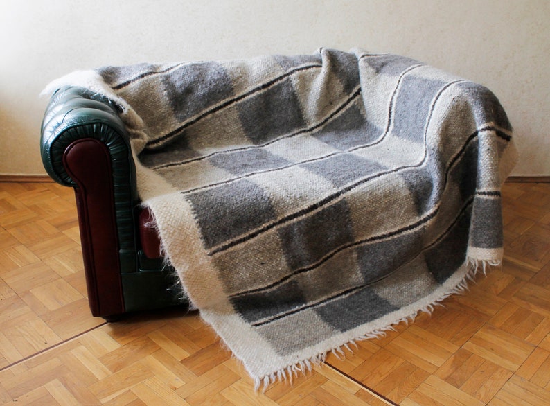 Scandinavian Wool Blanket Queen 
Thick natural woven blanket full 
Warm blanket twin 
Wedding gift 
Contemporary wool quilt Ukraine
Striped blanket 
Handmade Kilim wool cover