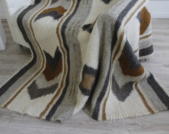 100% Wool Throw Blanket Queen Warm Bed Sofa Coverlet Decorative Plaid For Living Room Scandinavian Mid century blanket weighted bed scarf