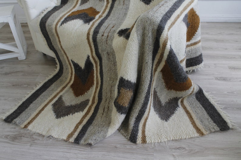 Scandinavian Wool Blanket Queen 
Thick natural woven blanket full 
Warm blanket twin 
Wedding gift 
Contemporary wool quilt Ukraine
Striped blanket 
Handmade Kilim wool cover
