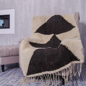 White black wool blanket Queen, California king blanket, Warm Bed Coverlet Decorative Plaid For Sofa Couch Living Room, Scandinavian blanket