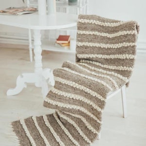 Striped wool blanket Queen size bedspread California king blanket Natural organic underlay Swedish wool blanket Scadinavian wool blanket