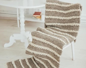 Grande manta de lana pesada hecha a mano nueva para salón, Gruesa nórdico manta de tiro del sofá Colcha marrón oriental acento Manta pequeña