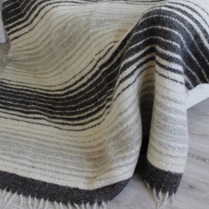 Chunky Wool Blanket White Grey Striped Plaid Boho Bedding Woven Throw Warm Winter Bed Sova Cover Quilt Scandinavian  Decor