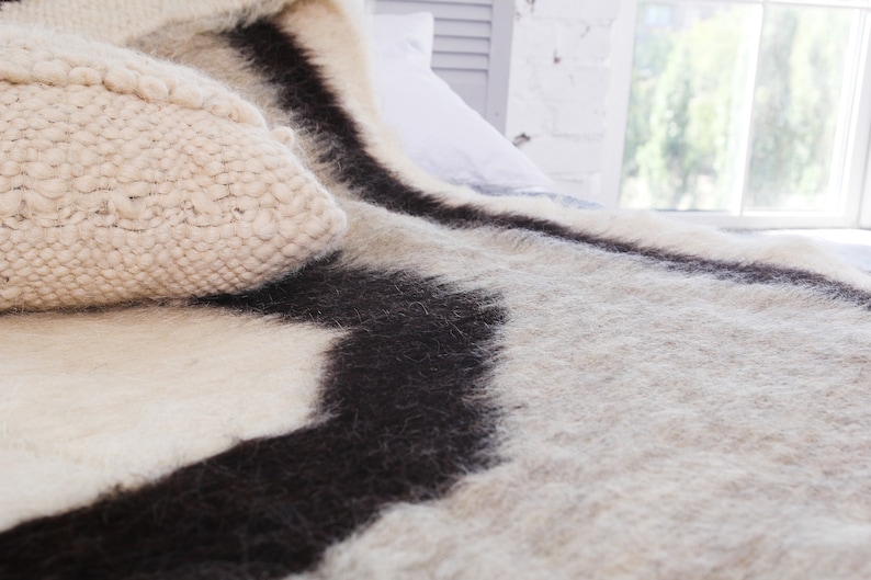 Light Grey Soft Wool Throw Blanket Fluffy Plaid Geometric Etsy