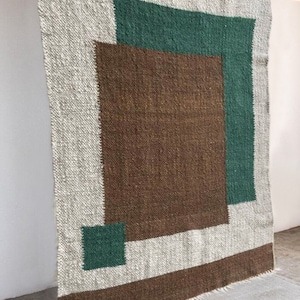 Geometric modern blanket Hand Woven Throw Blanket Handmade 100% natural wool blanket Fluffy Blanket thick Woven Plaid Wedding gift
