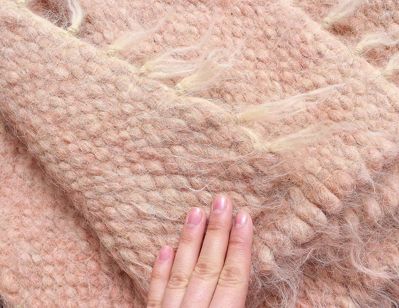 Pink Wool Blanket Throw Queen Outdoor Berber Blanket Bulky Etsy
