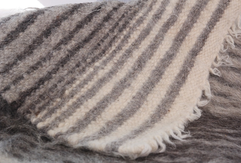 Throw Blanket Grey Heavy Queen Size Natural 100 Wool Plaid Etsy