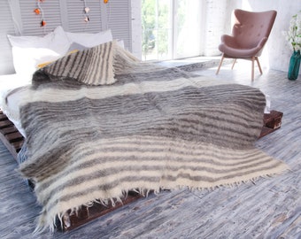 Grande manta de lana pesada hecha a mano nueva para salón, Gruesa nórdico manta de tiro del sofá Colcha marrón oriental acento Manta pequeña