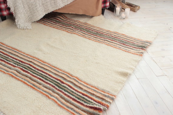Bedroom floor rug Striped Area rug Carpet wool Floor rugs Scandinavian modern rug Large berber rug Contemporary area rag rug Rainbow kilim