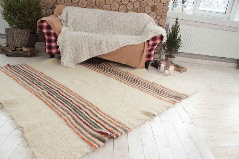 Bedroom Floor Rug Striped Area Rug Carpet Wool Floor Rugs Etsy