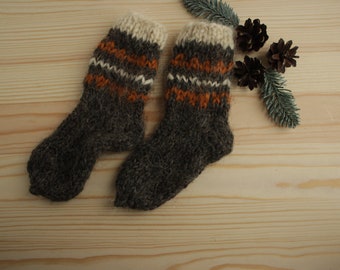 100% Pure Sheep Wool Socks Grey Hand Knitted Natural Wool Yarn Socks Soft Warm Woolen Socks Slipper Socks Winter Home Clothes