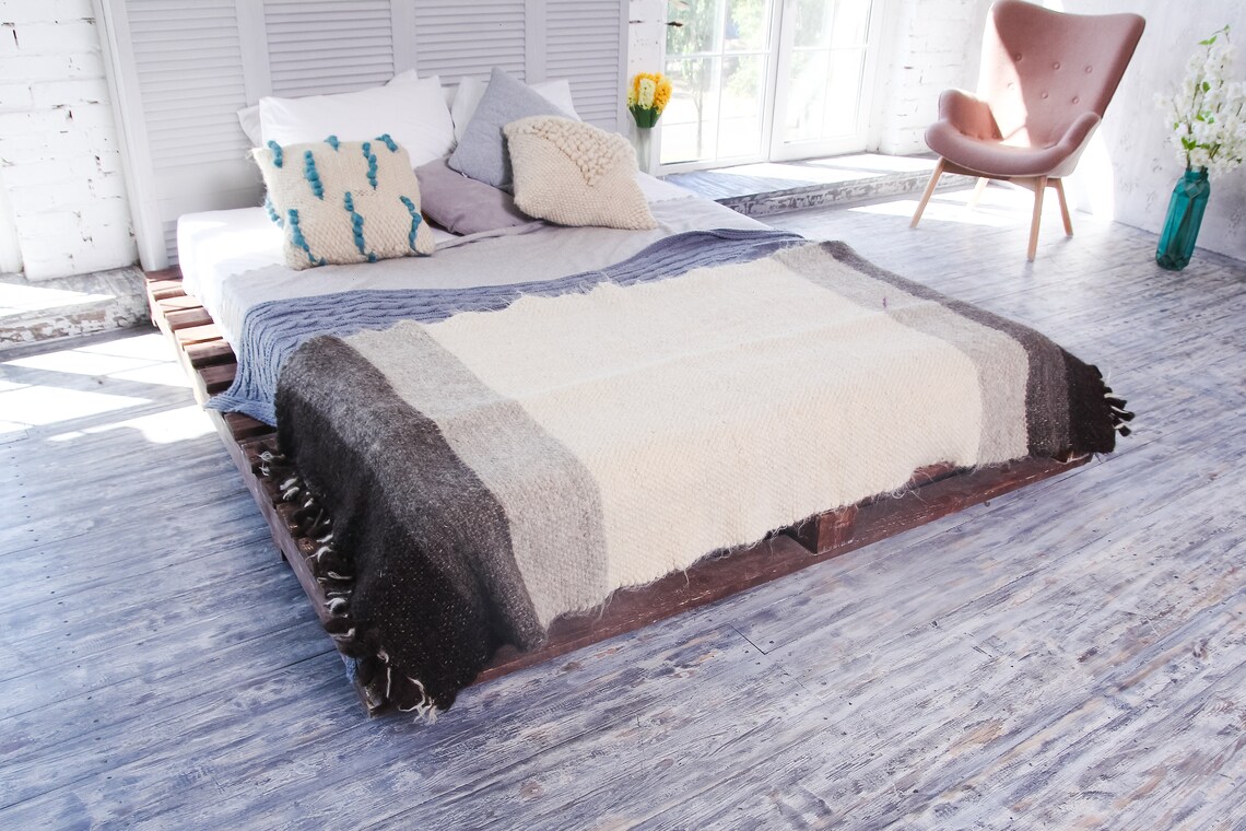 California King Blanket Striped Wool Blanket Queen Size Etsy