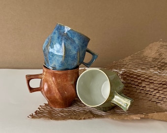 Handmade Porcelain Mug with Handle, Microwave Safe Coffee Cup, Handmade Pottery Mug, Studio Pottery Mug, Unique Handmade Mug
