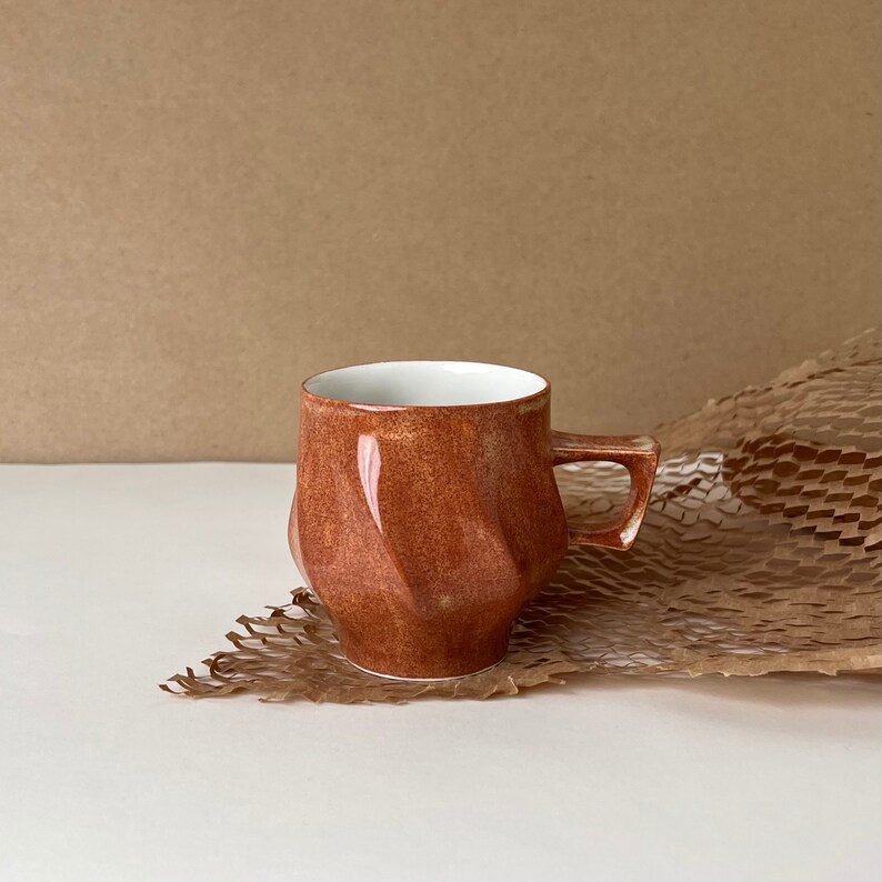 Handmade Porcelain Mug with Handle, Microwave Safe Coffee Cup, Handmade Pottery Mug, Studio Pottery Mug, Unique Handmade Mug Brown