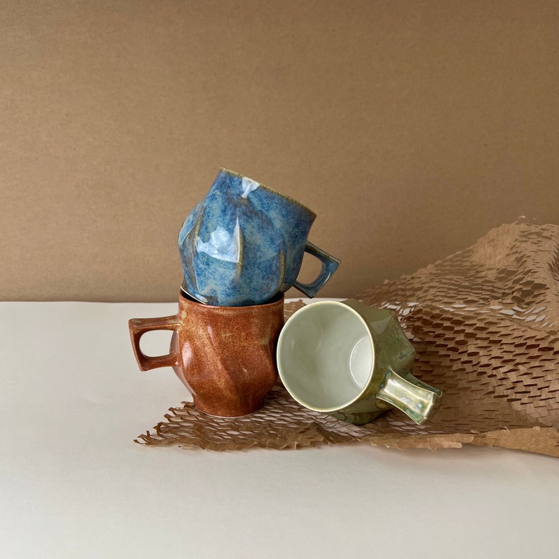 Handmade Porcelain Mug with Handle, Microwave Safe Coffee Cup, Handmade Pottery Mug, Studio Pottery Mug, Unique Handmade Mug image 1