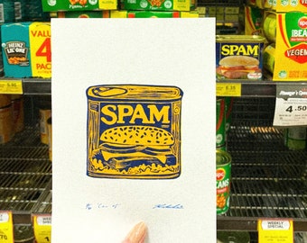 Can of Spam Lino Print A5