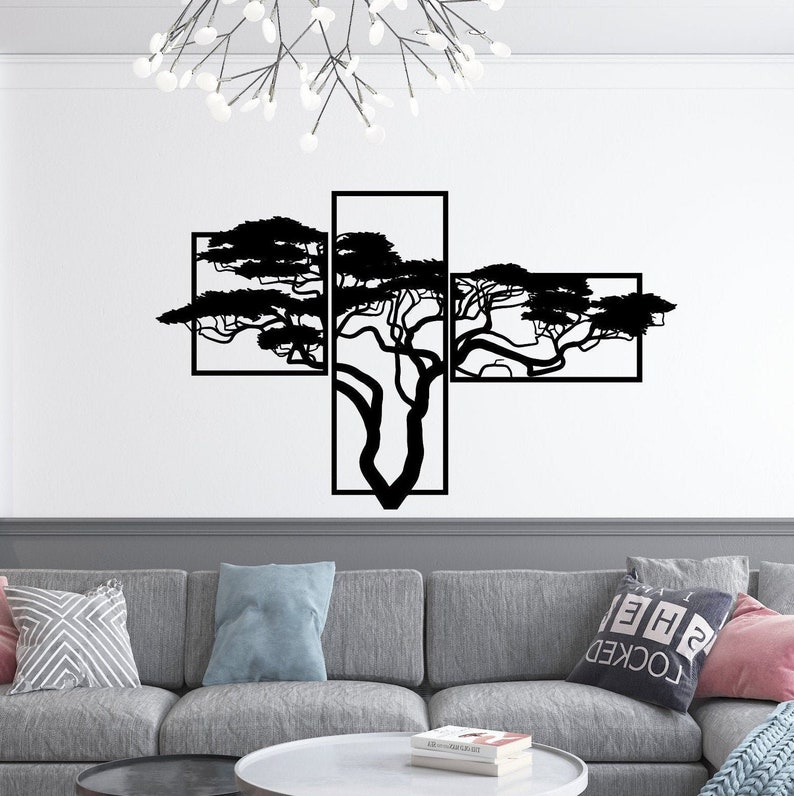 Tree Wall Decor Wooden Tree Wall Art 3 Frame Tree Panno Etsy